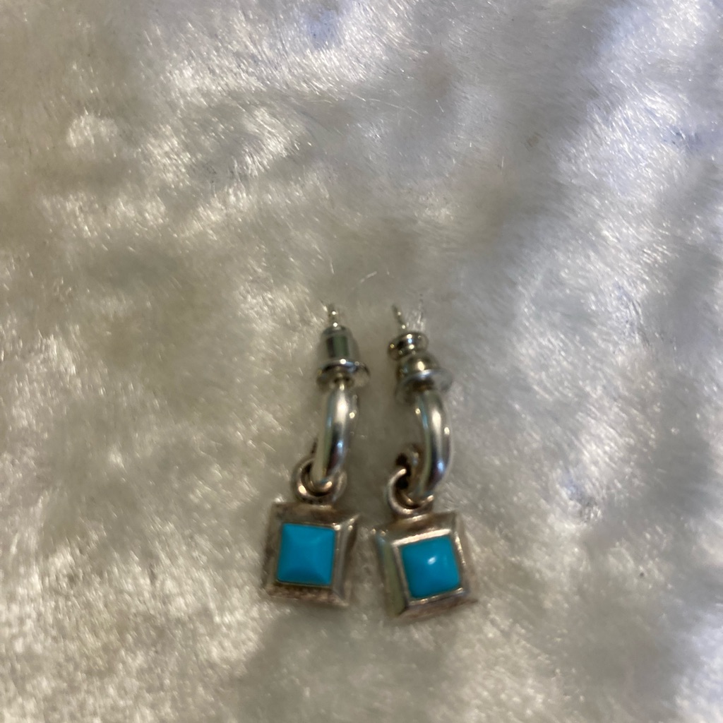 Zina Native American 925 Sterling Silver Turquoise Earrings